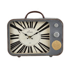  [en.casa]® Wanduhr Alter Fernseher Mit Analoger Anzeige - 33 X 5 X 27 Cm - Mehrfarbig - Glas
