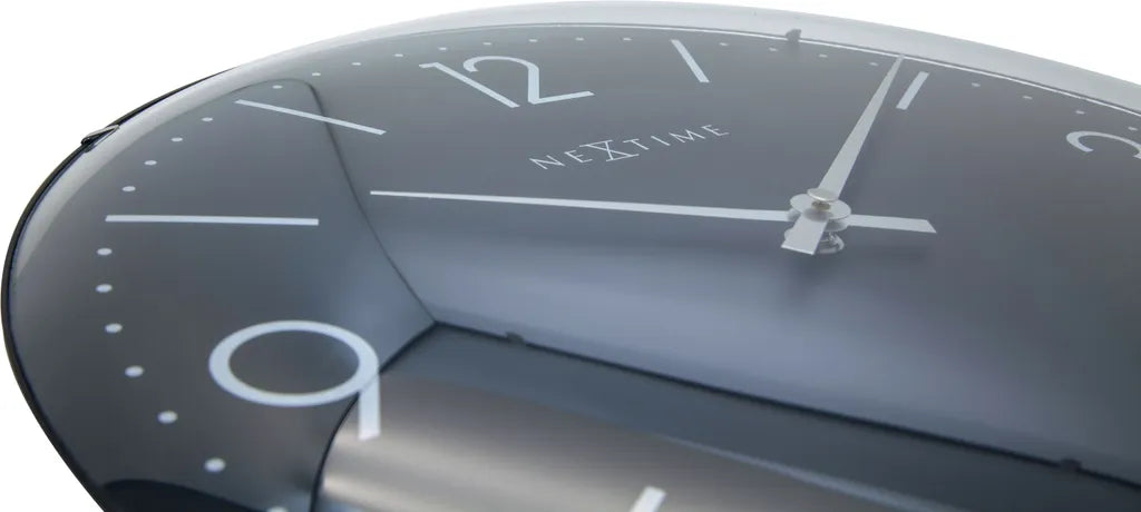  NeXtime Wanduhr BASIC DOME Ø35,6cm Lautlos Wohnzimmer Küche Quarz Uhr Schwarz