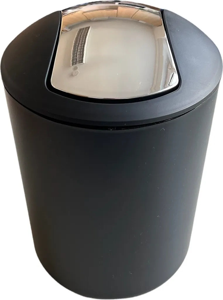 Kosmetikeimer 5 Liter, Kunststoff Schwarz, Mülleimer Mit Schwingdeckel Bad, Ø 19,5x30,5cm