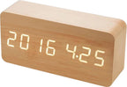  Digitaler Wecker Holz Holzoptik 3D LED Digital Digitaluhr Wanduhr Datum Temperatur 12h 24h USB Alarm Clock Schlafzimmer Büro Dimmbar Zeit Uhr Retoo