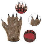  Skeleteen Werewolf Hand Kostümhandschuhe - Grau Behaarte Wolfsklauenhände Pfoten Monster Kostümzubehör Für Kinder Und Erwachsene