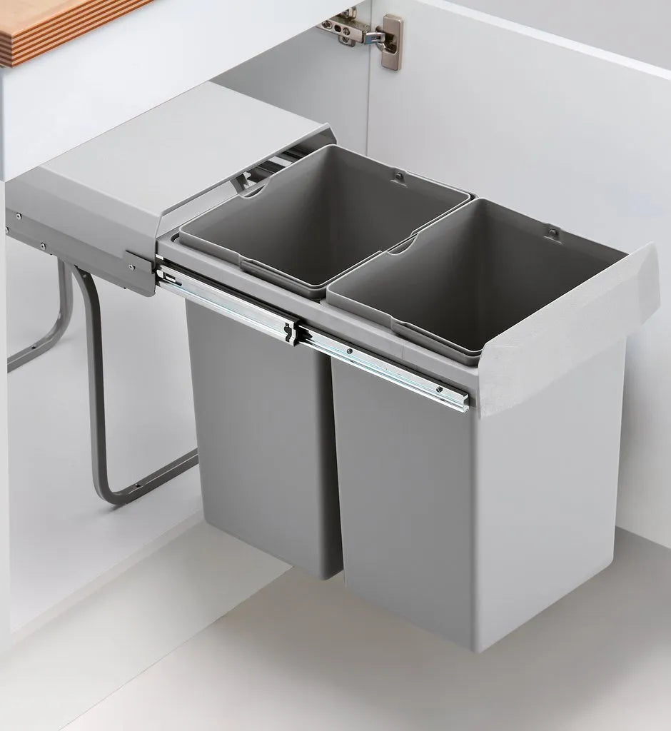  Wesco Double Deluxe. Abfallsammler, Alu Grau. - Mülleimer