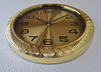  Uhr GOLD Wanduhr LAUTLOS 35cm Glänzend Bordüre Versage Maänder WoW Neu