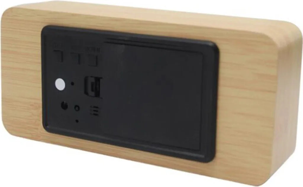 Digitaler Wecker Holz Holzoptik 3D LED Digital Digitaluhr Wanduhr Datum Temperatur 12h 24h USB Alarm Clock Schlafzimmer Büro Dimmbar Zeit Uhr Retoo