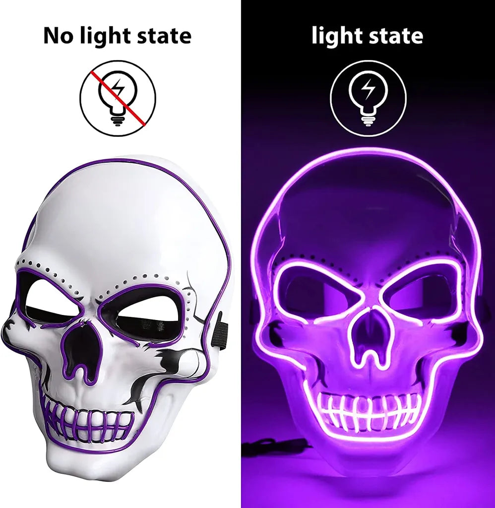  Purge-Maske, Halloween-Maske, LED-Scary-Maske Im Dunkeln, Halloween Purge Maske Für Kostümspiele, Cosplays, Festivals Und Partys,Violett