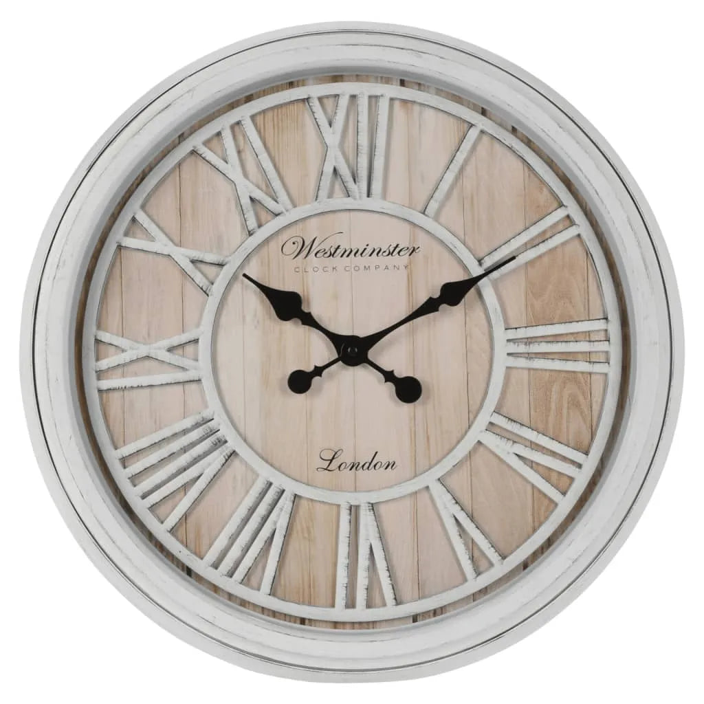  H&S Collection Wanduhr London Römische Ziffern Weiß Und Natur