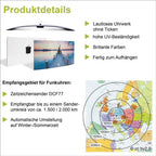  ARTland Wanduhr, Gebogen Quarzuhr - Schwarzer Zeiger Silber Abstrakt Auf Petrol Größe: 60x30 Cm