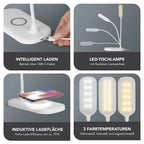  MAXXMEE LED-Tischleuchte Mit Wireless Charging - 3 Farbtemperaturen LED Tischleuchte Tischlampe Lampe USB Leuchte Wireless Touchfunktion Leselampe