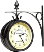  Wanduhr Schmiedeeisen Gartenuhr Bahnhofsuhr 2-seitig Handgefertigt Grand Central Terminal New York