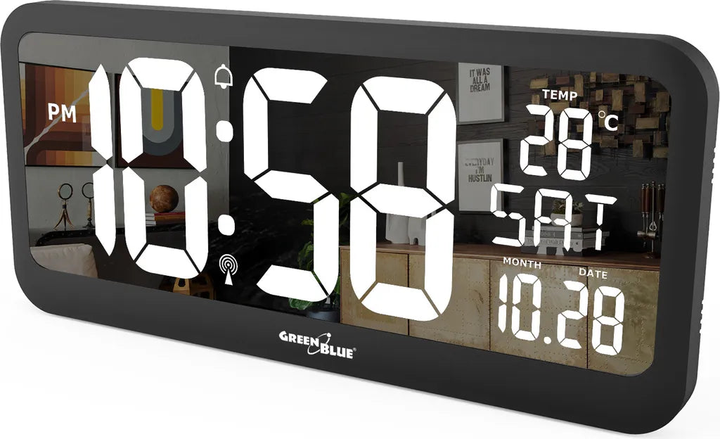  Digitale Uhr Mit Temperatuursensor 37x17cm Große Wanduhr Alarm LCD Display