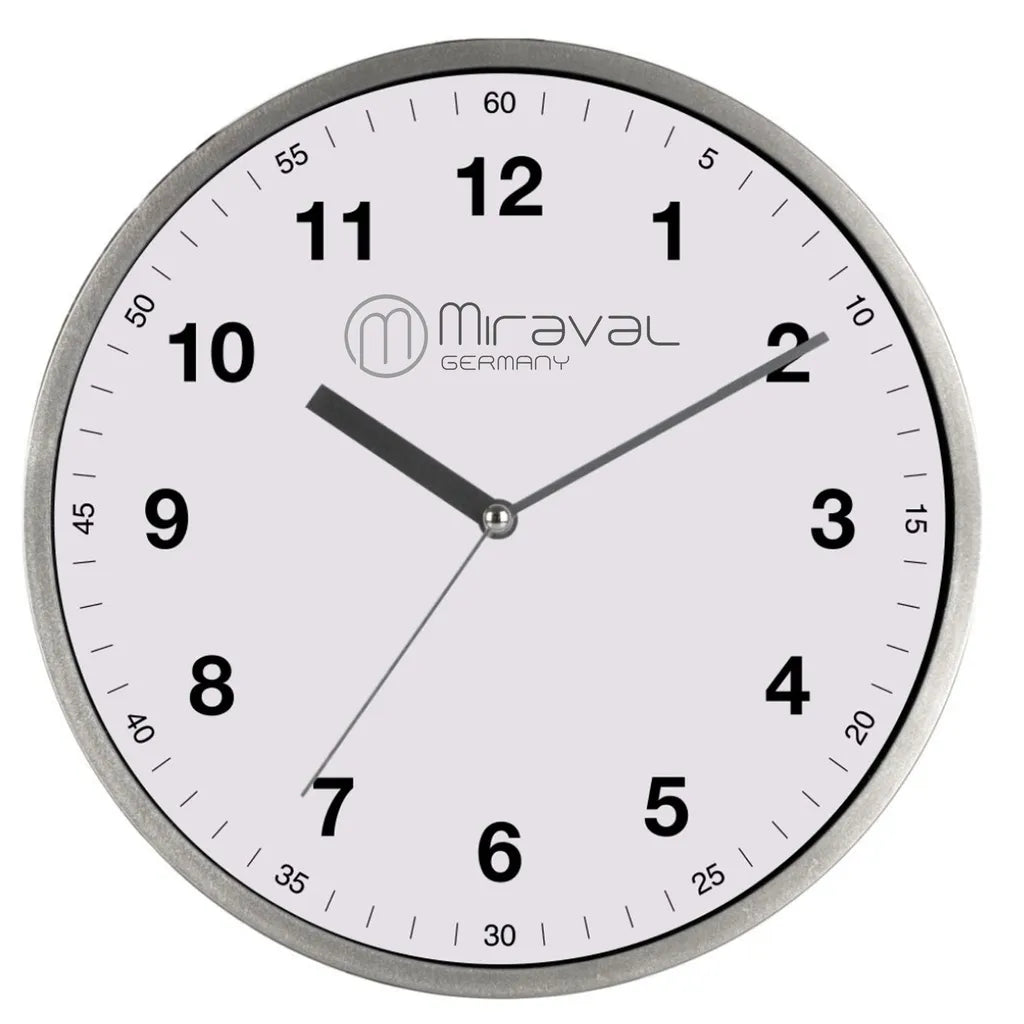  Miraval Wanduhr Uhrwerk Analog AA-Batterie Silber Geräuschlos Kein Ticken Japanisches Lautloses Quarzuhrwerk 420 Gr 250 Mm - 4-MV6072-2