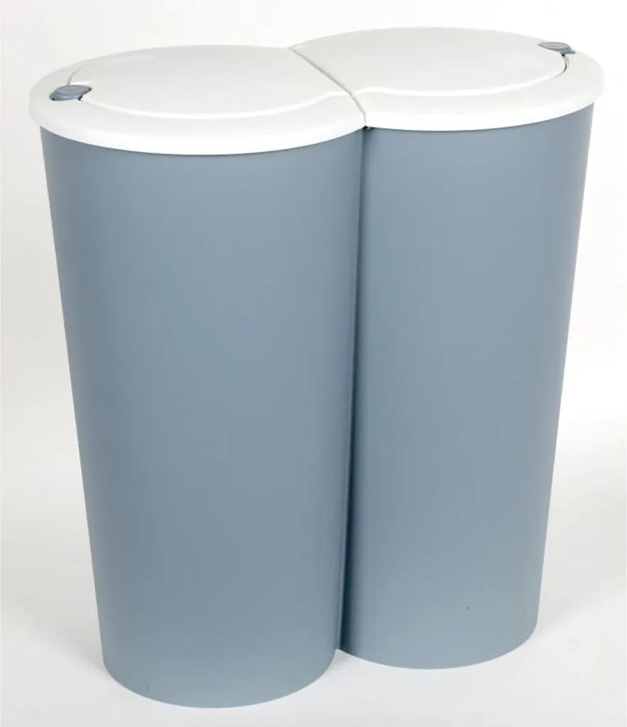  Deuba Mülleimer 50 L Duo 2fach Trennsystem 2x25L Druckknopf-Automatik Küche Abfalleimer Müllbehälter Mülltrennung Büro, Farbe:schwarz - Black - Noir